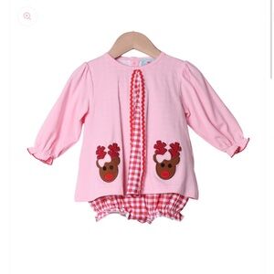 Pink Reindeer Kids One Piece